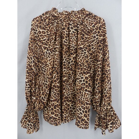 Nili Lotan Medium Shirt Leopard Print Sheer Acadia Target Blouse - Picture 3 of 9